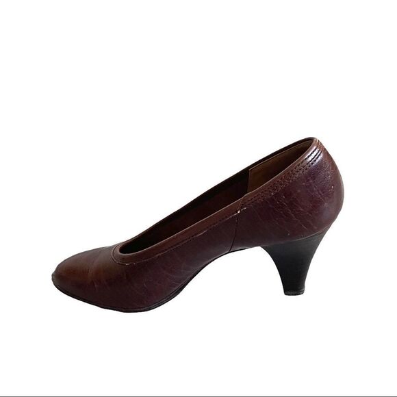 Bandolino Vintage Brown Leather Slip-On Pumps Shoes Heels Made In Italy 7 - Picture 2 of 12